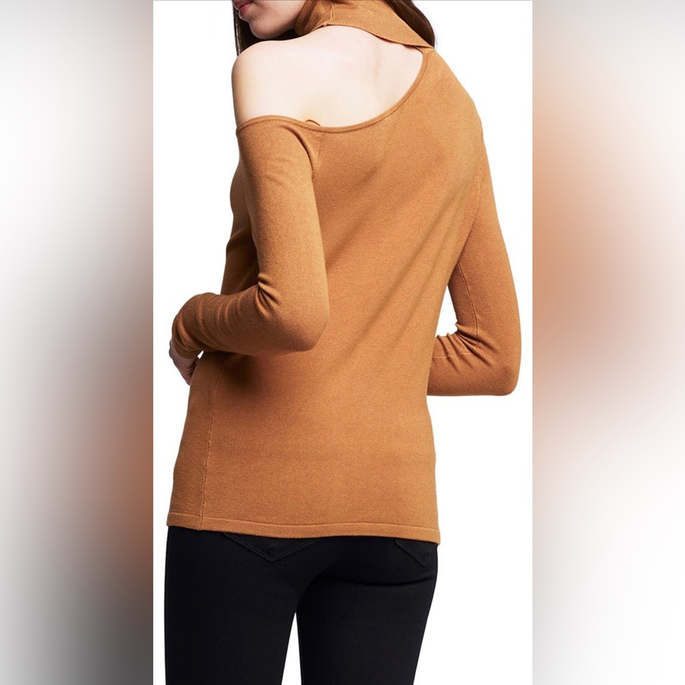 NWT L'AGENCE Nicky Cut Out Turtleneck Sweater Tan